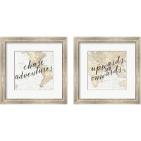 Framed 'Adventure Awaits 2 Piece Framed Art Print Set' border=