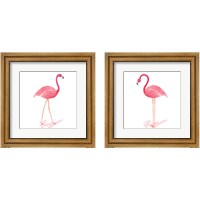 Framed 'Flamingo Walk 2 Piece Framed Art Print Set' border=