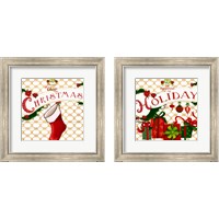 Framed 'Gold Christmas Cheer 2 Piece Framed Art Print Set' border=