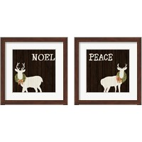 Framed 'Wooden Deer with Wreath 2 Piece Framed Art Print Set' border=