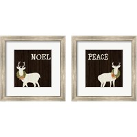 Framed 'Wooden Deer with Wreath 2 Piece Framed Art Print Set' border=