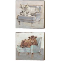 Framed 'Moo-ving In 2 Piece Canvas Print Set' border=