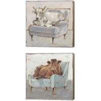 Framed 'Moo-ving In 2 Piece Canvas Print Set' border=