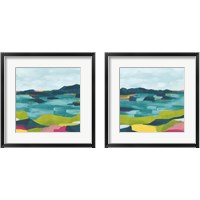Framed 'Kaleidoscope Coast 2 Piece Framed Art Print Set' border=