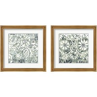 Framed 'Flower Stone Tile 2 Piece Framed Art Print Set' border=