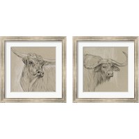 Framed 'Longhorn Sketch 2 Piece Framed Art Print Set' border=