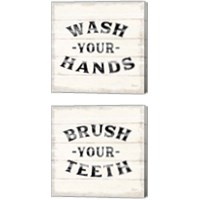 Framed 'Shiplap Bath 2 Piece Canvas Print Set' border=