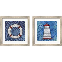 Framed 'Whimsy Coastal 2 Piece Framed Art Print Set' border=