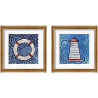 Framed 'Whimsy Coastal 2 Piece Framed Art Print Set' border=