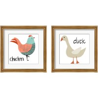 Framed 'Farm Animal 2 Piece Framed Art Print Set' border=