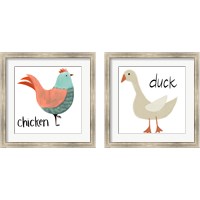 Framed 'Farm Animal 2 Piece Framed Art Print Set' border=