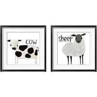 Framed 'Farm Animal 2 Piece Framed Art Print Set' border=