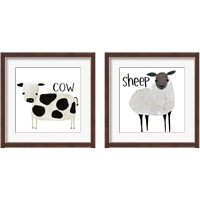 Framed 'Farm Animal 2 Piece Framed Art Print Set' border=