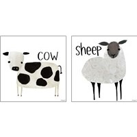 Framed 'Farm Animal 2 Piece Art Print Set' border=