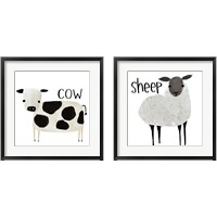 Framed 'Farm Animal 2 Piece Framed Art Print Set' border=