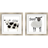 Framed 'Farm Animal 2 Piece Framed Art Print Set' border=