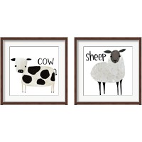 Framed 'Farm Animal 2 Piece Framed Art Print Set' border=