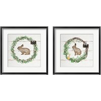 Framed 'Spring Wreath 2 Piece Framed Art Print Set' border=