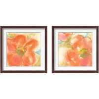 Framed 'Coral Poppy  2 Piece Framed Art Print Set' border=