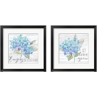 Framed 'Farmhouse Hydrangea 2 Piece Framed Art Print Set' border=