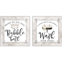 Framed 'Bath Humor  2 Piece Art Print Set' border=