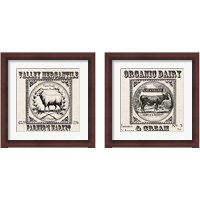 Framed 'Farmhouse Grain Sack Label 2 Piece Framed Art Print Set' border=