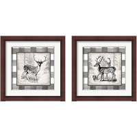 Framed 'Buffalo Check Deer Neutral 2 Piece Framed Art Print Set' border=