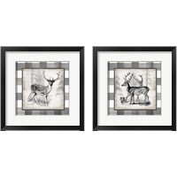 Framed 'Buffalo Check Deer Neutral 2 Piece Framed Art Print Set' border=