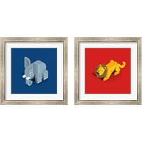 Framed 'Kids Animal 2 Piece Framed Art Print Set' border=