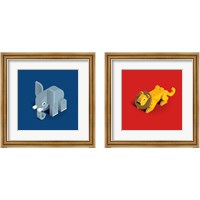 Framed 'Kids Animal 2 Piece Framed Art Print Set' border=