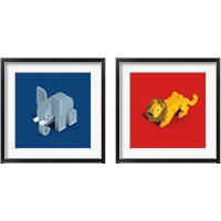 Framed 'Kids Animal 2 Piece Framed Art Print Set' border=