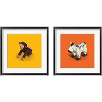 Framed 'Kids Animal 2 Piece Framed Art Print Set' border=