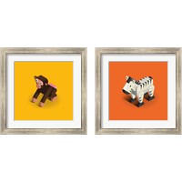 Framed 'Kids Animal 2 Piece Framed Art Print Set' border=