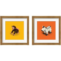 Framed 'Kids Animal 2 Piece Framed Art Print Set' border=