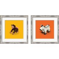 Framed 'Kids Animal 2 Piece Framed Art Print Set' border=