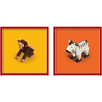 Framed 'Kids Animal 2 Piece Framed Art Print Set' border=