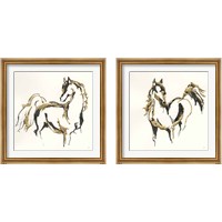 Framed 'Golden Horse 2 Piece Framed Art Print Set' border=