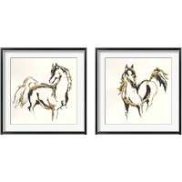 Framed 'Golden Horse 2 Piece Framed Art Print Set' border=