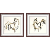 Framed 'Golden Horse 2 Piece Framed Art Print Set' border=