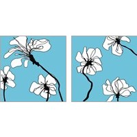 Framed 'Flowers in Blue 2 Piece Art Print Set' border=