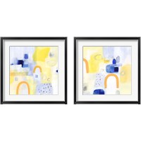 Framed Butterscotch and Blue 2 Piece Framed Art Print Set