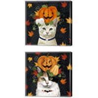 Framed 'Halloween Cat 2 Piece Canvas Print Set' border=