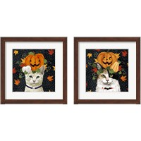 Framed 'Halloween Cat 2 Piece Framed Art Print Set' border=