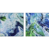 Framed 'Blue Lagoon Abstract 2 Piece Art Print Set' border=