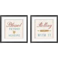 Framed 'Floursack Kitchen Sign 2 Piece Framed Art Print Set' border=