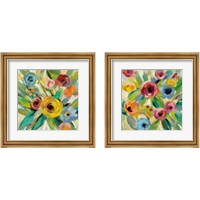 Framed 'Vivid Coral Floral 2 Piece Framed Art Print Set' border=