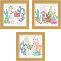 Framed 'Lovely Llamas 3 Piece Framed Art Print Set' border=