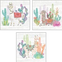Framed 'Lovely Llamas 3 Piece Art Print Set' border=