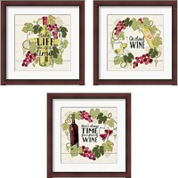 Framed 'Wine and Friends 3 Piece Framed Art Print Set' border=