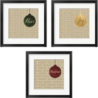 Framed 'Christmas Ornaments 3 Piece Framed Art Print Set' border=